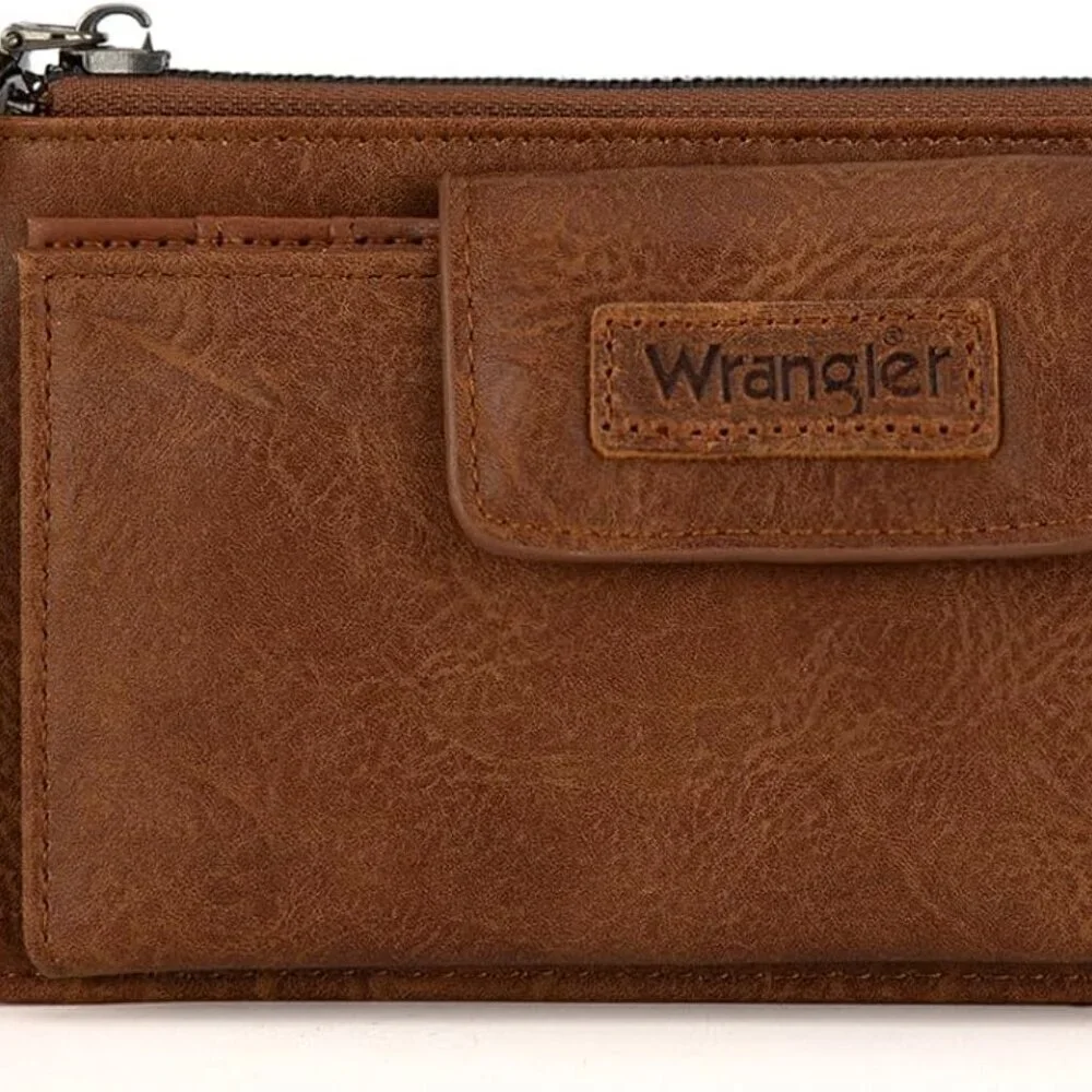 Womens Faux Leather Brown Wallet Wristlet Clutch RFID Card & Coin Organizer - Picture 6 of 6